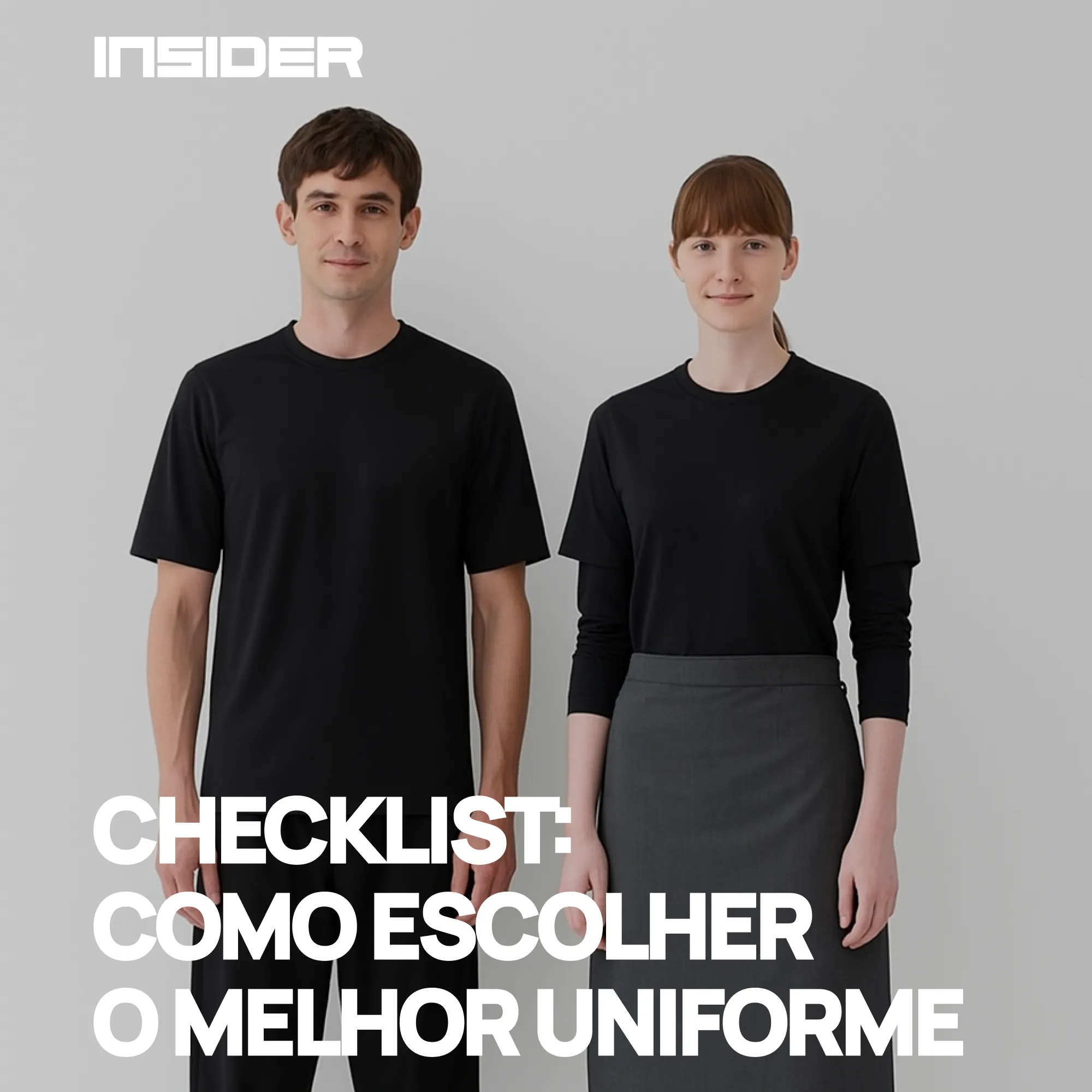 Duas pessoas com uniforme corporativo da Insider