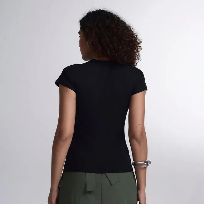 Camiseta tecido liocel feminina preta insider